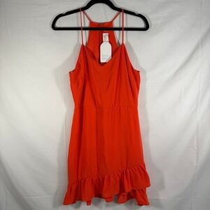 Everly‎ Orange Ruffle Bottom Dress NWT Size M Sleeveless Mini Summer Party
